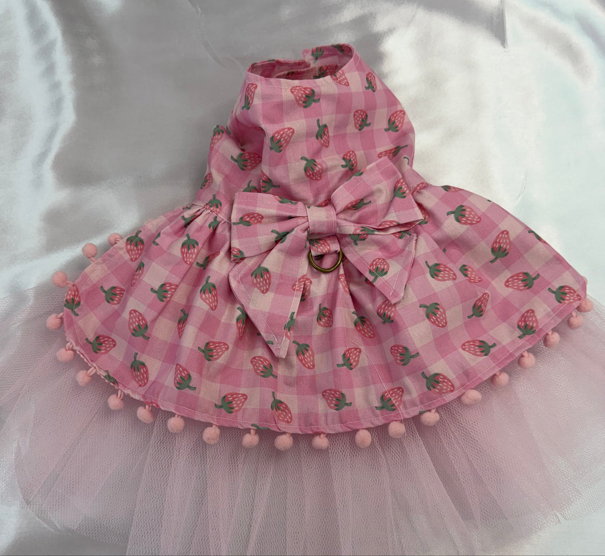 Dress - Pink Strawberries on Large pink check