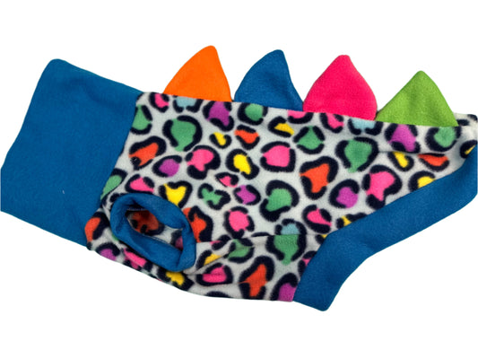 Dinosaur Jumper -Multicoloured Leopard Print with Blue Spikes