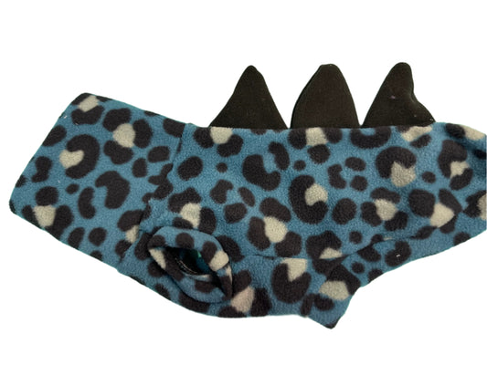 Dinosaur Jumper -Teal Green and Black Leopard print Spots with Black Spikes