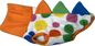 Dinosaur Jumper -Multicoloured spots  Print with Orange neck and  different coloured spikes