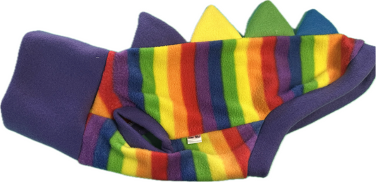 Dinosaur Jumper -Rainbow Stripes with Purple Colllar and Multicoloure Spikes