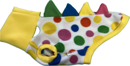 Dinosaur Jumper -Mulitcoloured Spots  with Yellow Colllar and Multicoloured Spikes