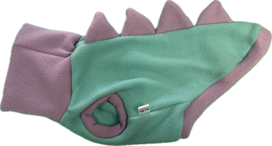 Dinosaur Jumper  - Mint Green  Body with Mauve  Collar and Spikes