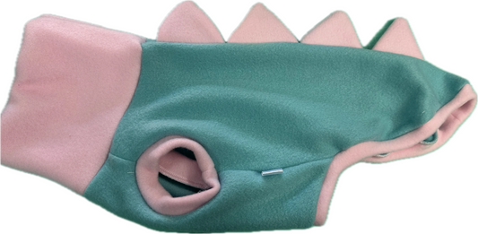 Dinosaur Jumper - Mint Green Body and Pale Pink Collar and Spikes