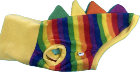 Dinosaur Jumper -Rainbow Stripes with Yellow  and Multicoloure Spikes