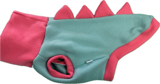 Dinosaur Jumper - Mint  Green Body and Bubble Gum pink Spikes and Collar