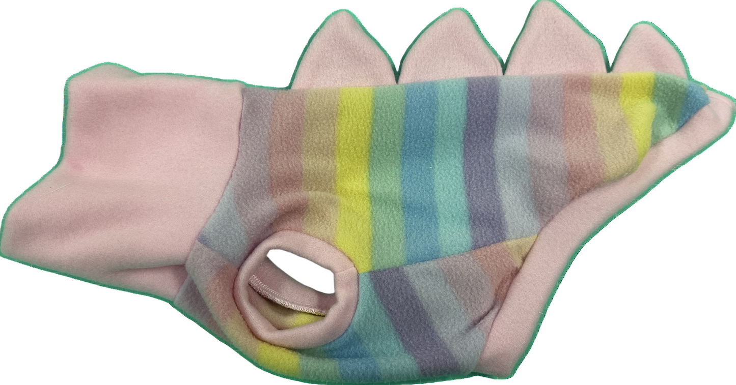 Dinosaur Jumper -  Pastel Stripes trimmed with Pink