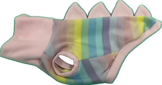 Dinosaur Jumper -  Pastel Stripes trimmed with Pink