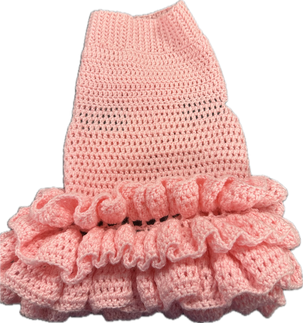 Crochet Frill Tutu Dress -   LIGHT PINK