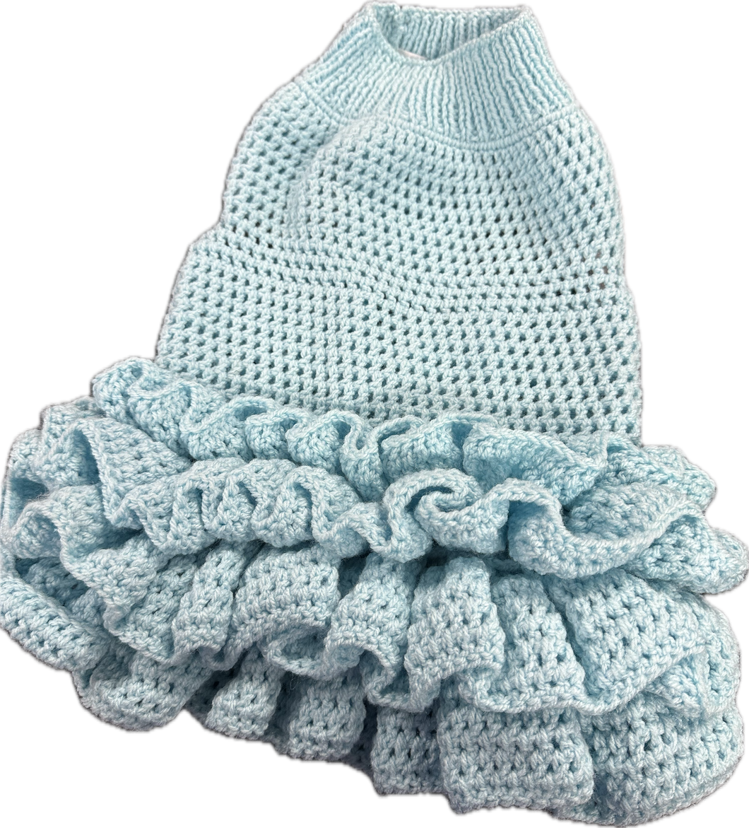 Crochet Frill Tutu Dress -   LIGHT BLUE (SIMILAR TO TIFFANY BLUE)