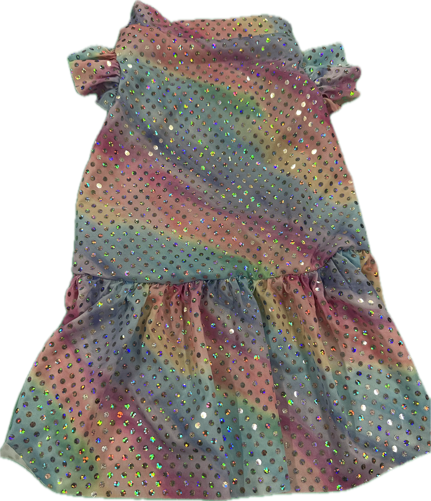 Jersey Dress -  Pastel Rainbow Foil with Silver Sparkle