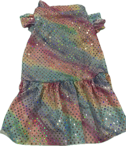 Jersey Dress -  Pastel Rainbow Foil with Silver Sparkle