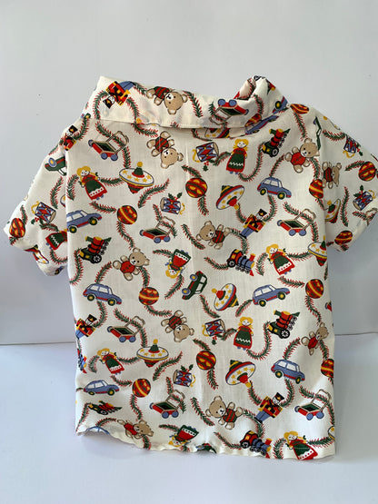Christmas Collared Shirt -  Toy Print SIZE LARGE