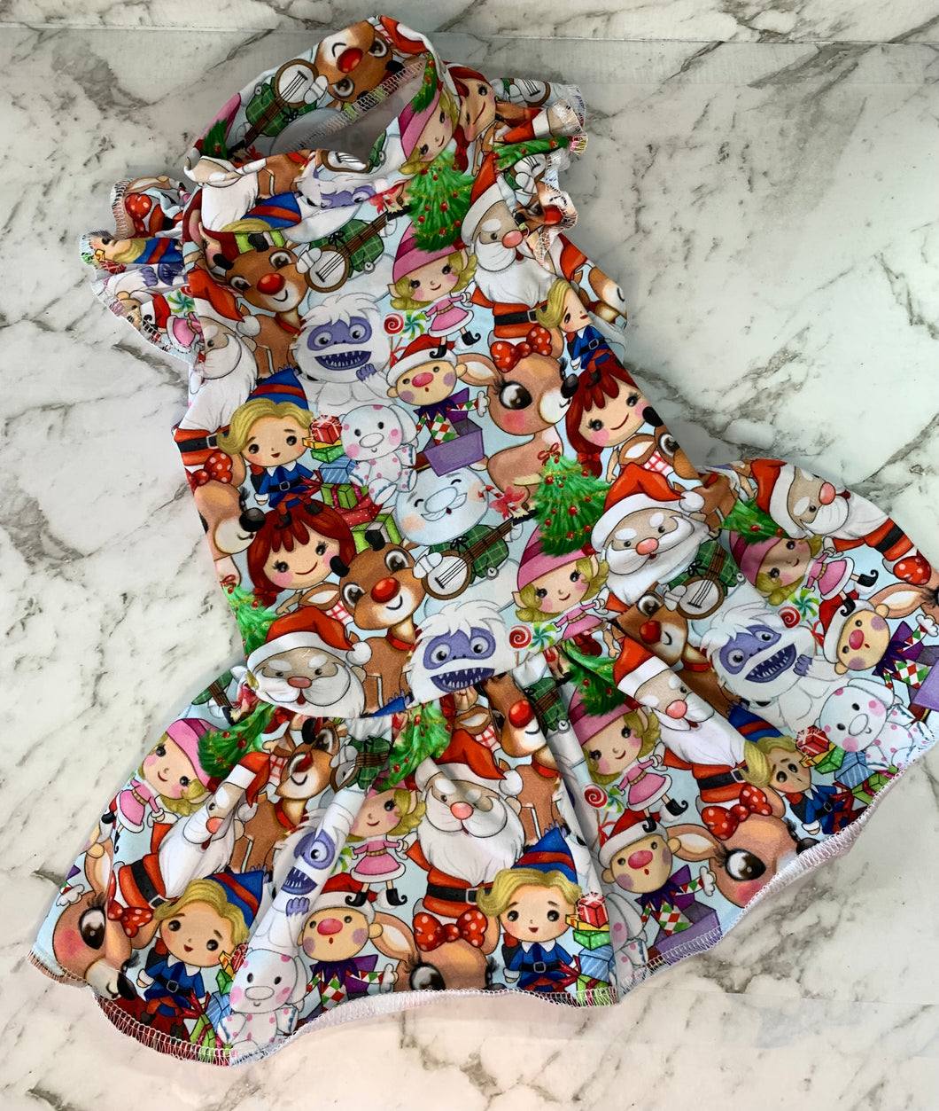 Christmas Jersey  Dress - Rudolph Cartoon Print.