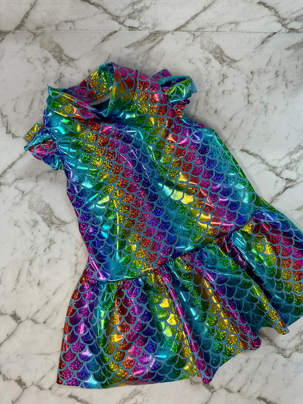 Doggy Dresses  / Foil Lycra -  Mermaid Rainbow